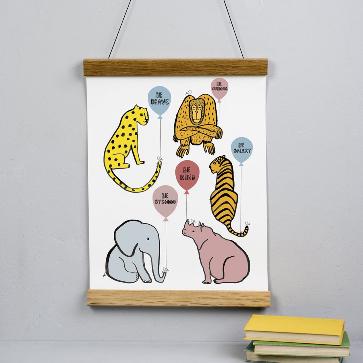 Be Kind Be Brave Animal Balloon Print