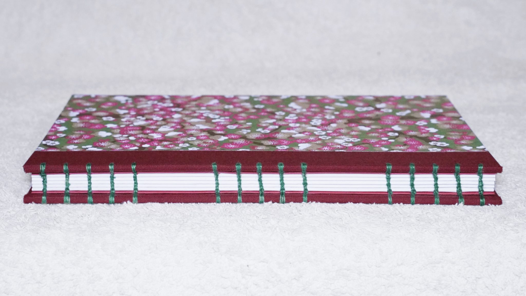 Pink Cherry Blossom - Bespoke A5 Handstitched – Handbound Notebook with recycled papers