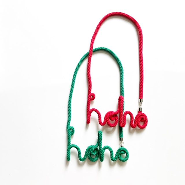 Santa Themed Red Cotton Rope necklace, Hoho word Cotton Rope Necklace