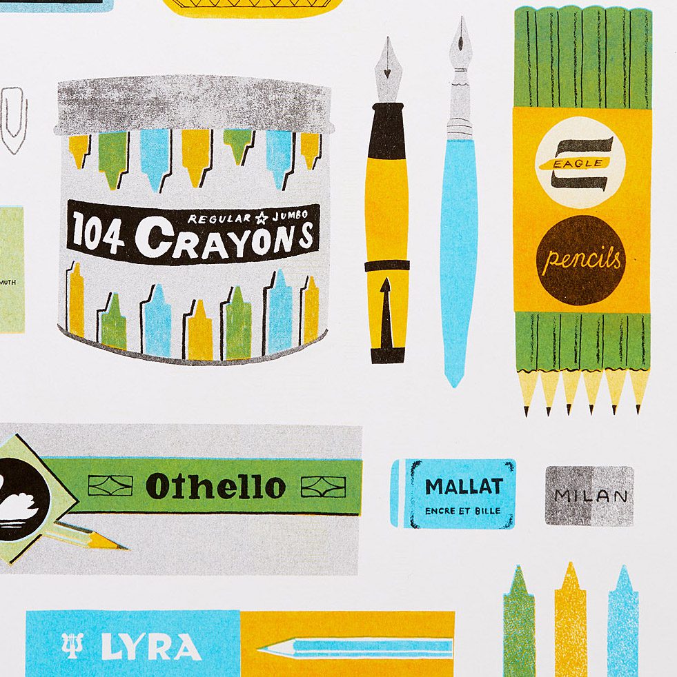 Vintage Stationery A3 Risograph Print