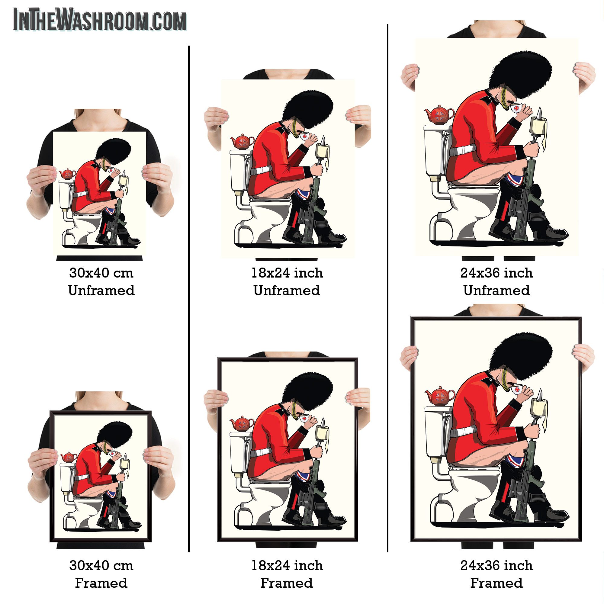 British Soldier on the Toilet, Funny Bathroom Humour Art Print