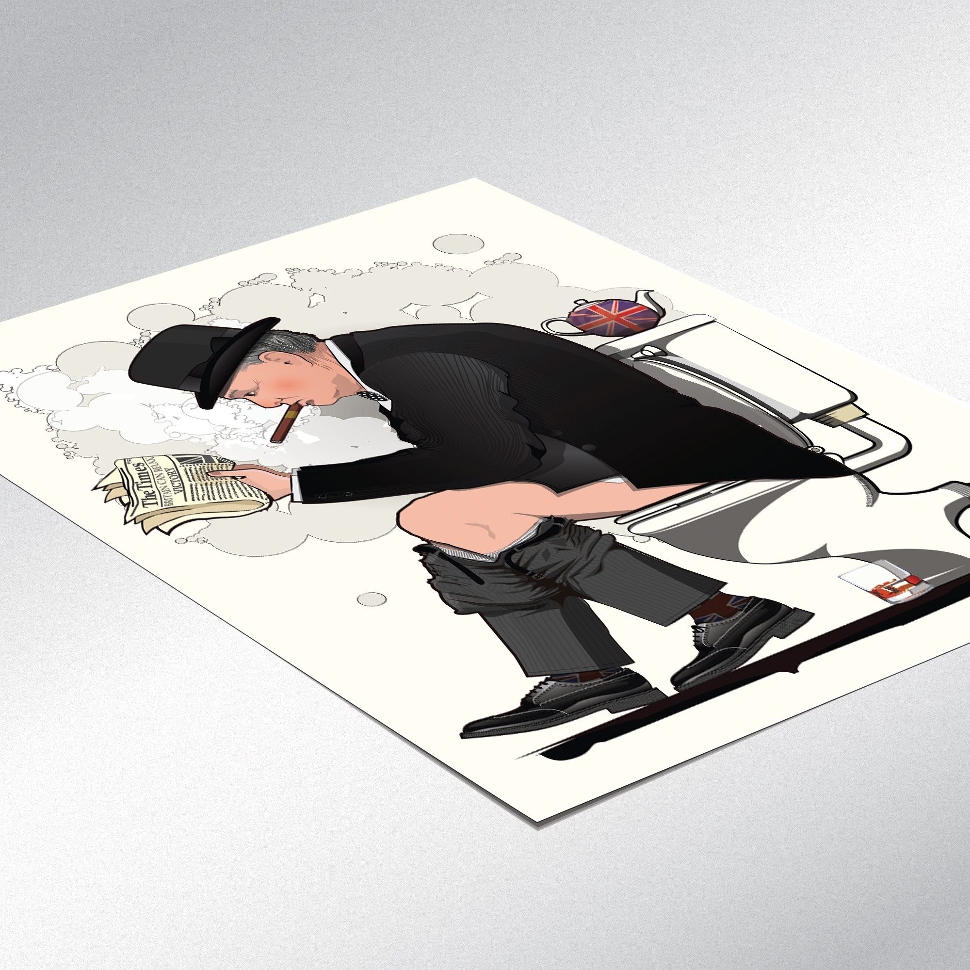 Churchill on the Toilet, Funny Bathroom Humour Art Print