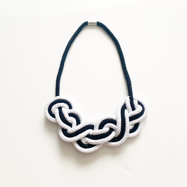 The Jasmine necklace - Black and White statement rope necklace