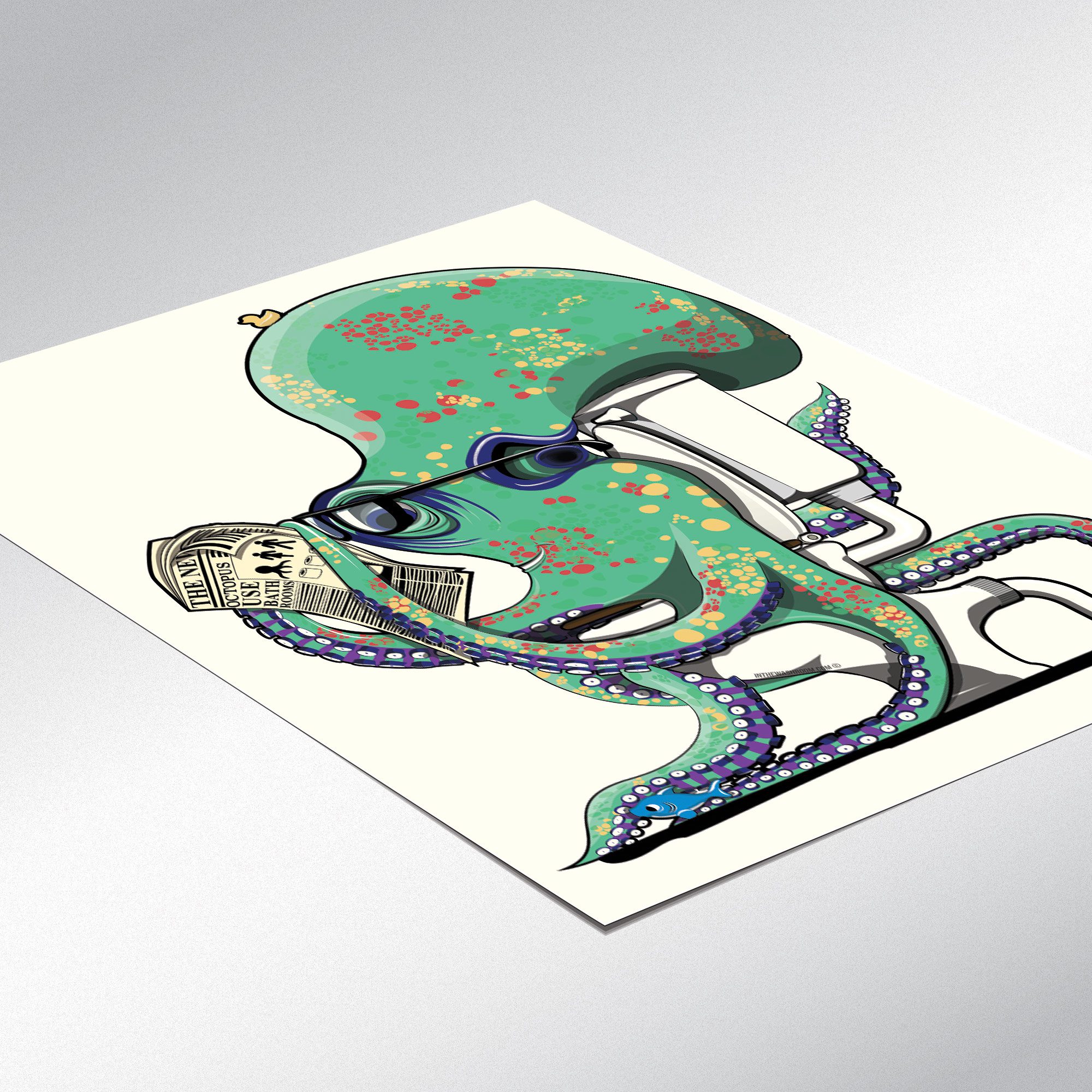 Octopus on the Toilet, Funny Bathroom Humour Art Print