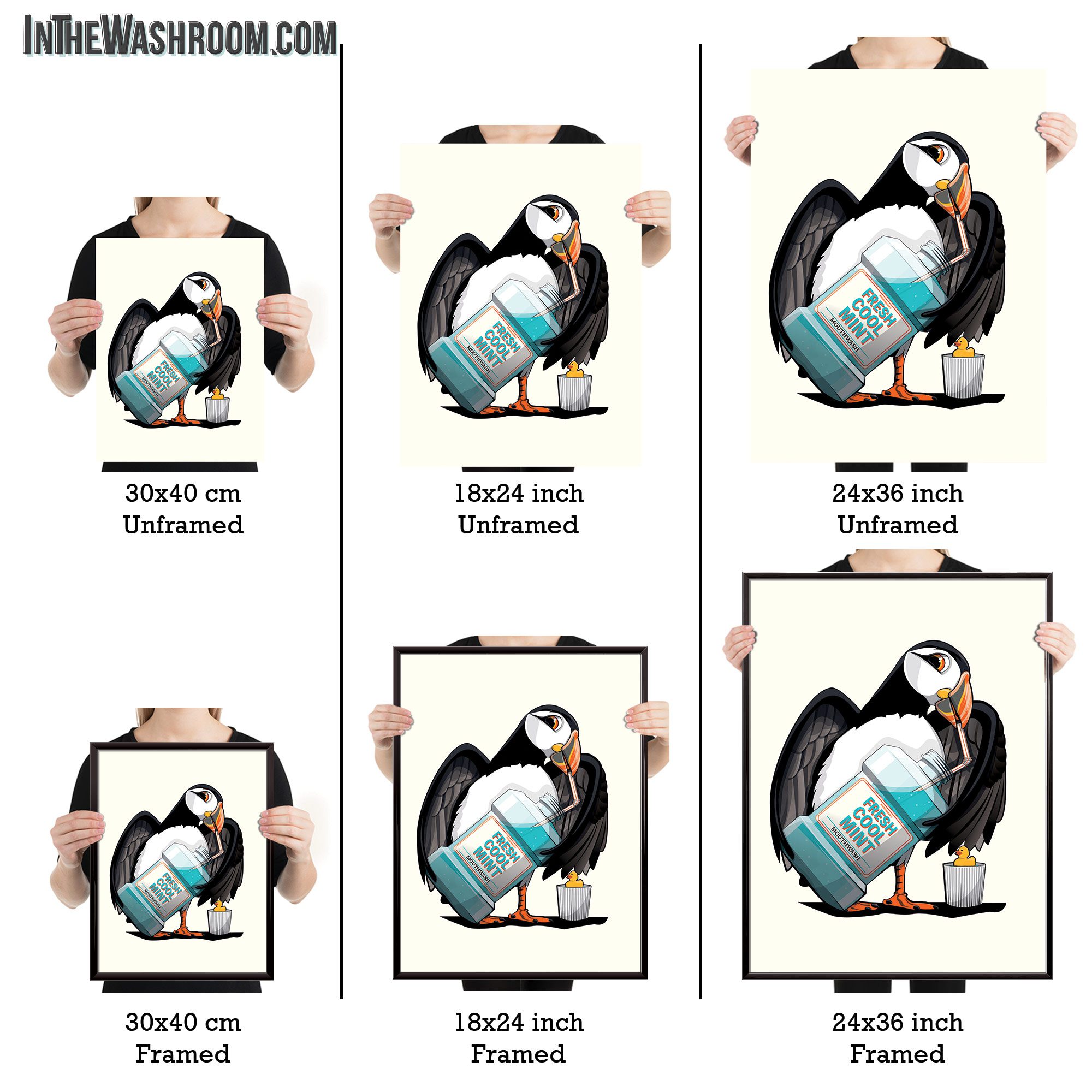 Puffin in the Bathroom, Funny Bathroom Humour Art Print
