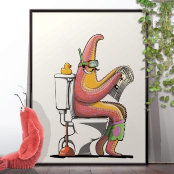 Starfish on the Toilet, Funny Bathroom Humour Art Print
