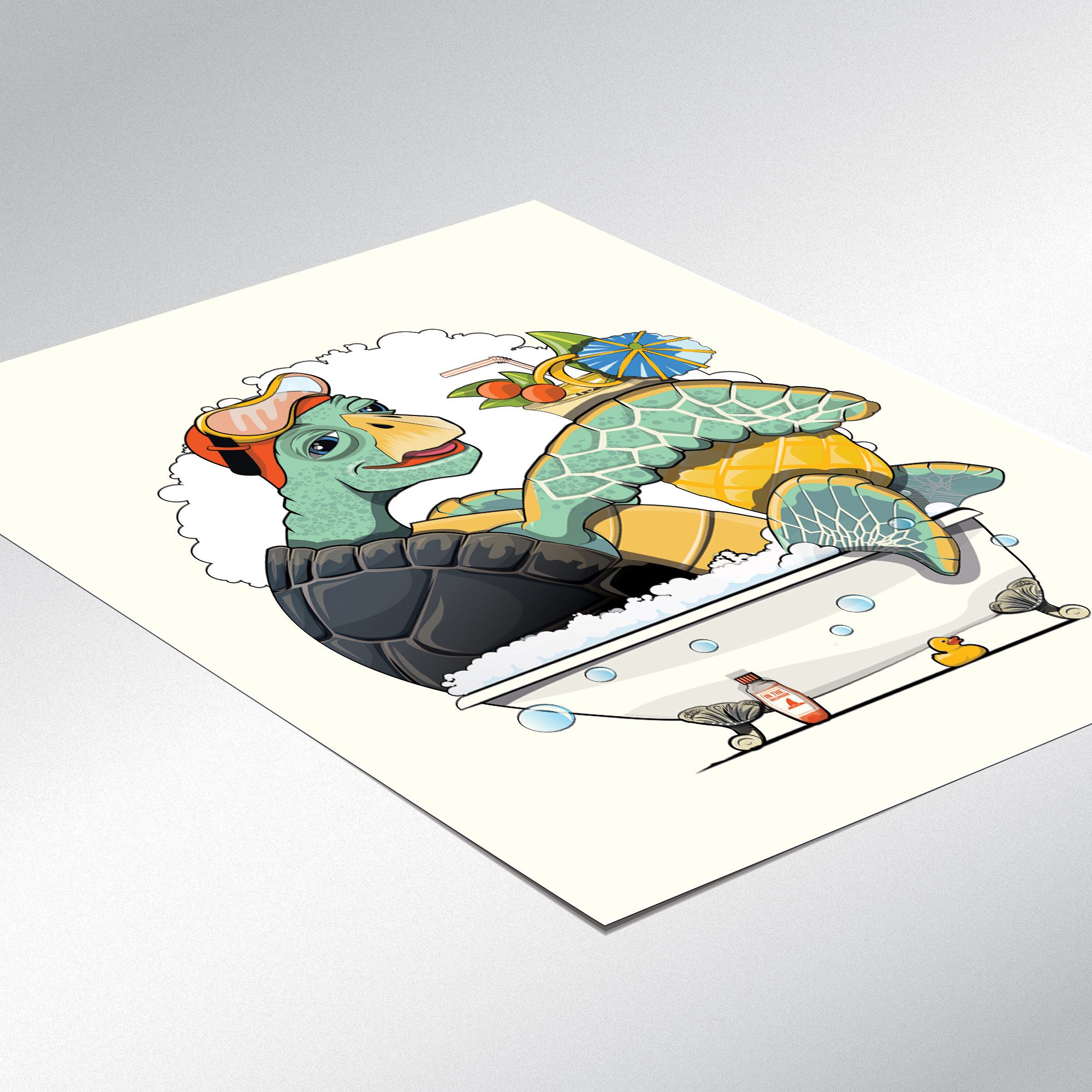Turtle in the Bath, Funny Bathroom Print