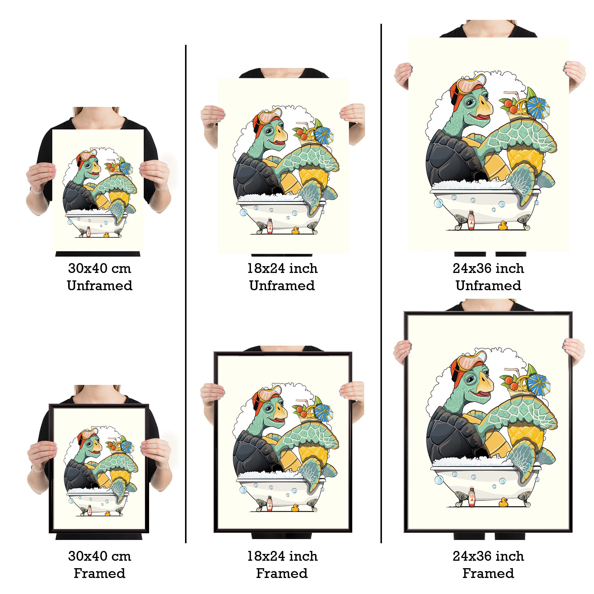 Turtle in the Bath, Funny Bathroom Print