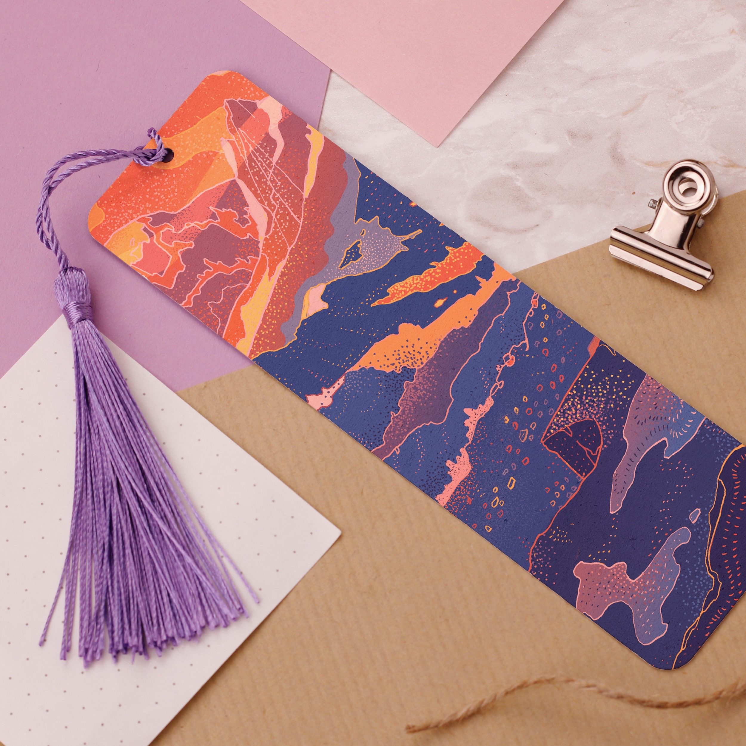 Sunrise Aluminium Bookmark, Mountains Metal Bookmark