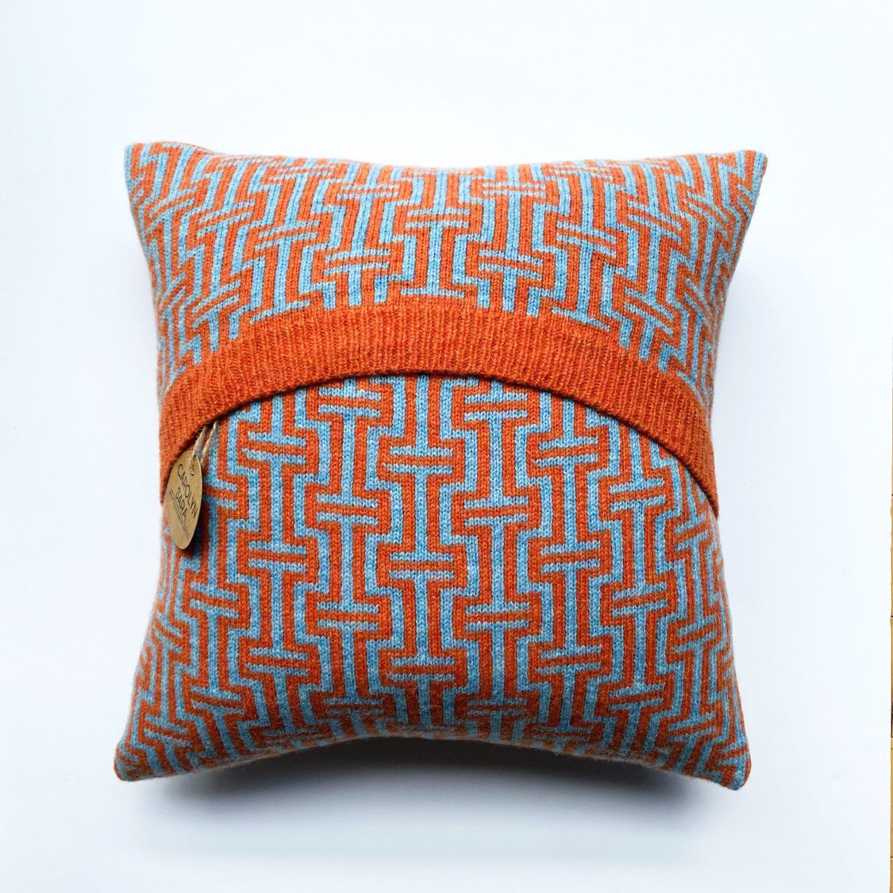 Orange and Blue Cushion - 100% Lambswool