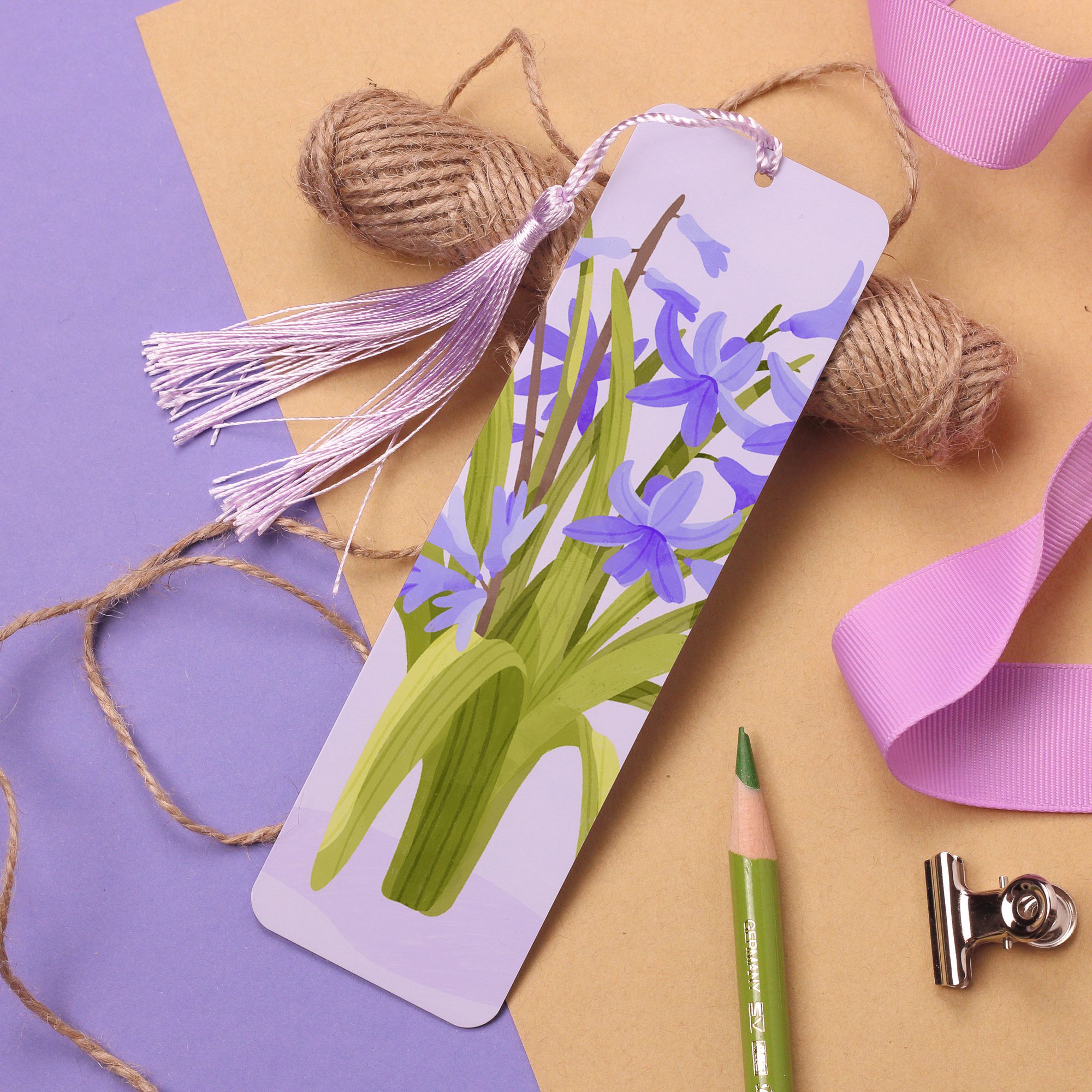 Hyacinth Aluminium Bookmark, Book Lover Art