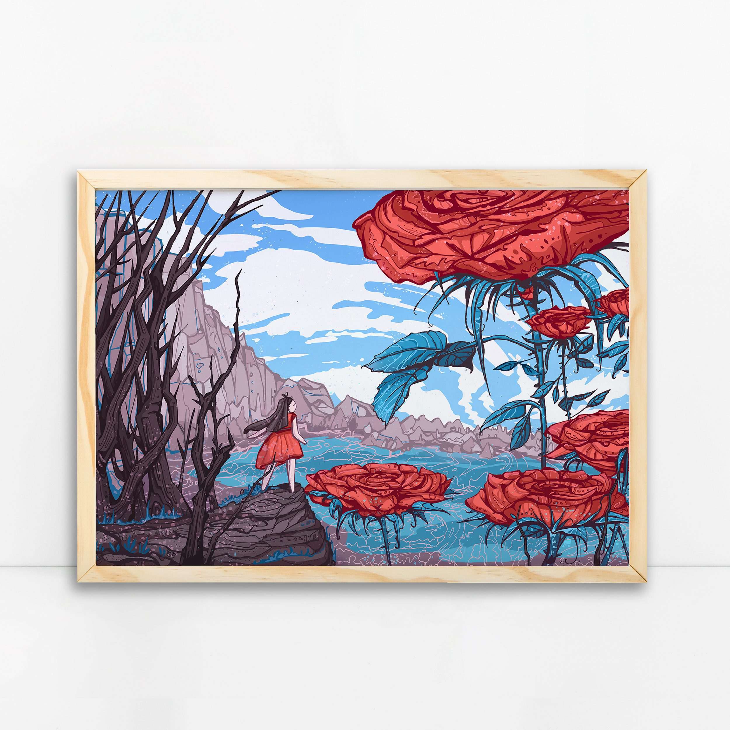 Rosacea Art Print - Landscape Illustration