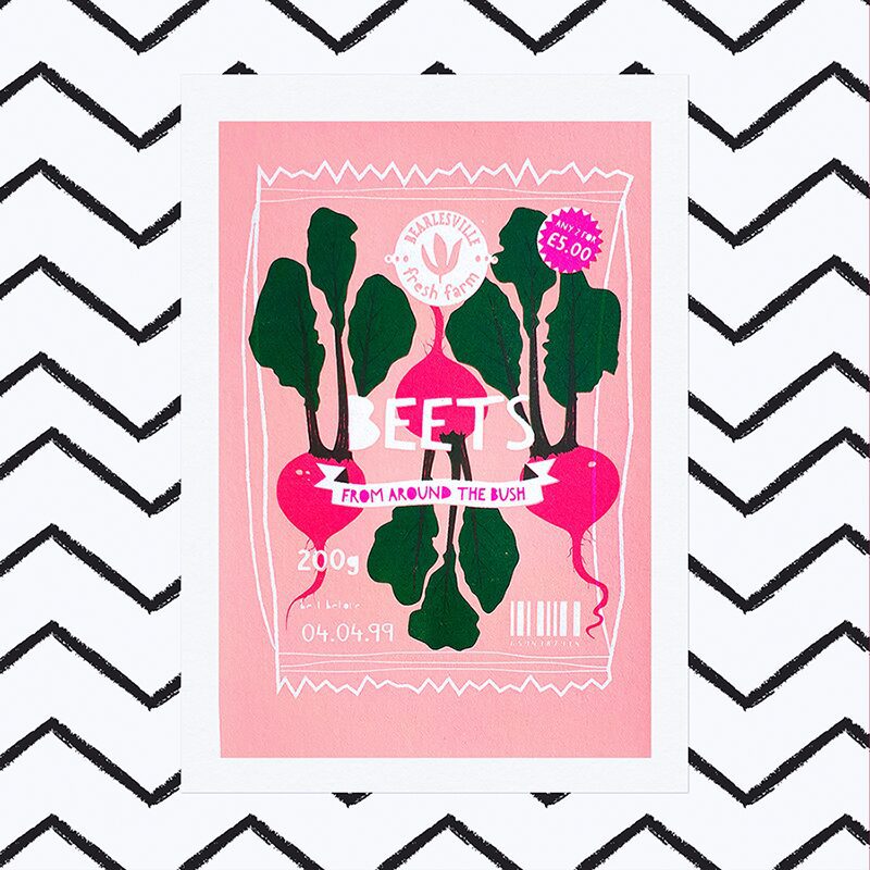 Beets A5 Handmade Screen Print