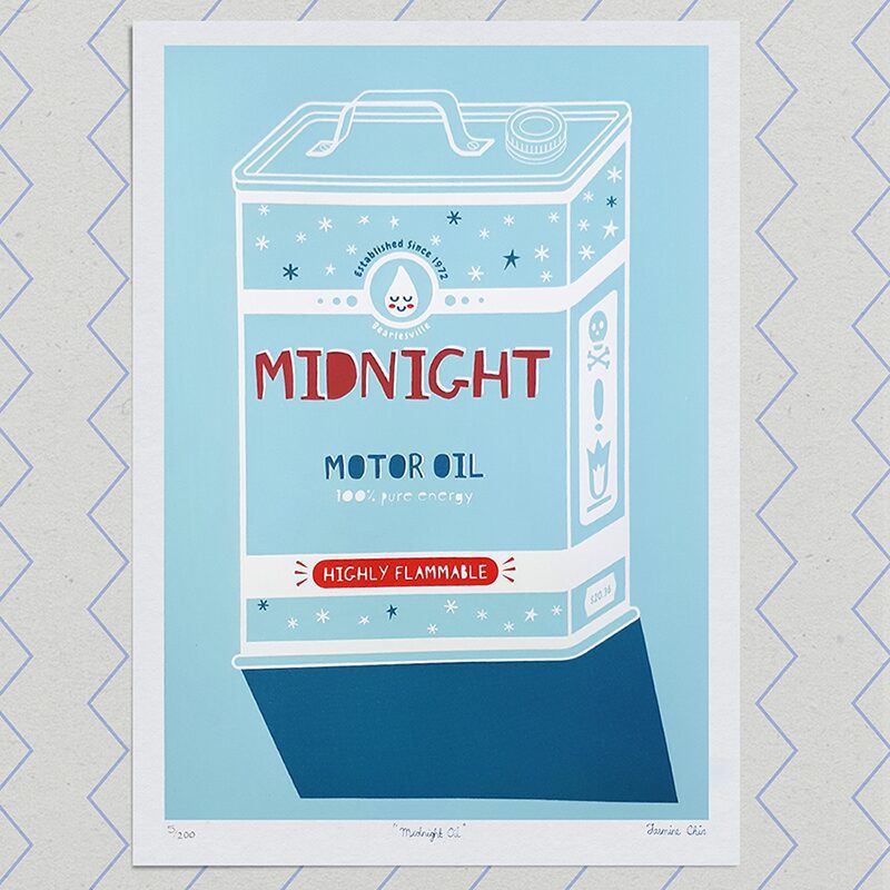 Midnight Oil A3 Handmade Screen Print