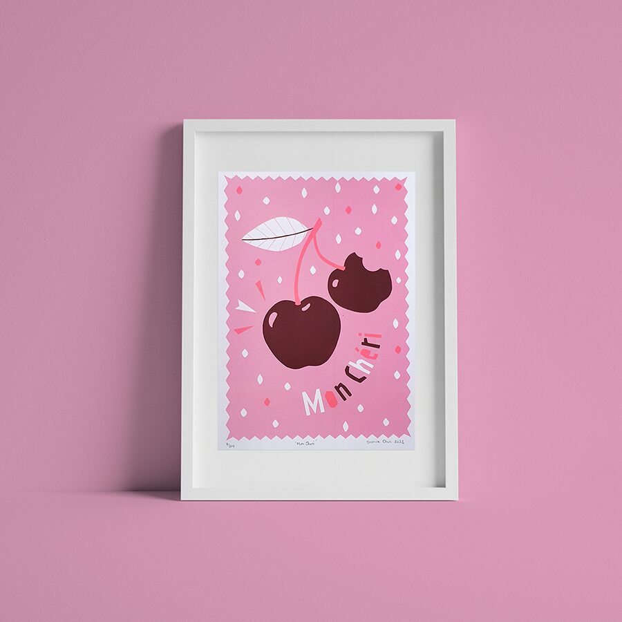Mon Cheri A5 Handmade Screen Print