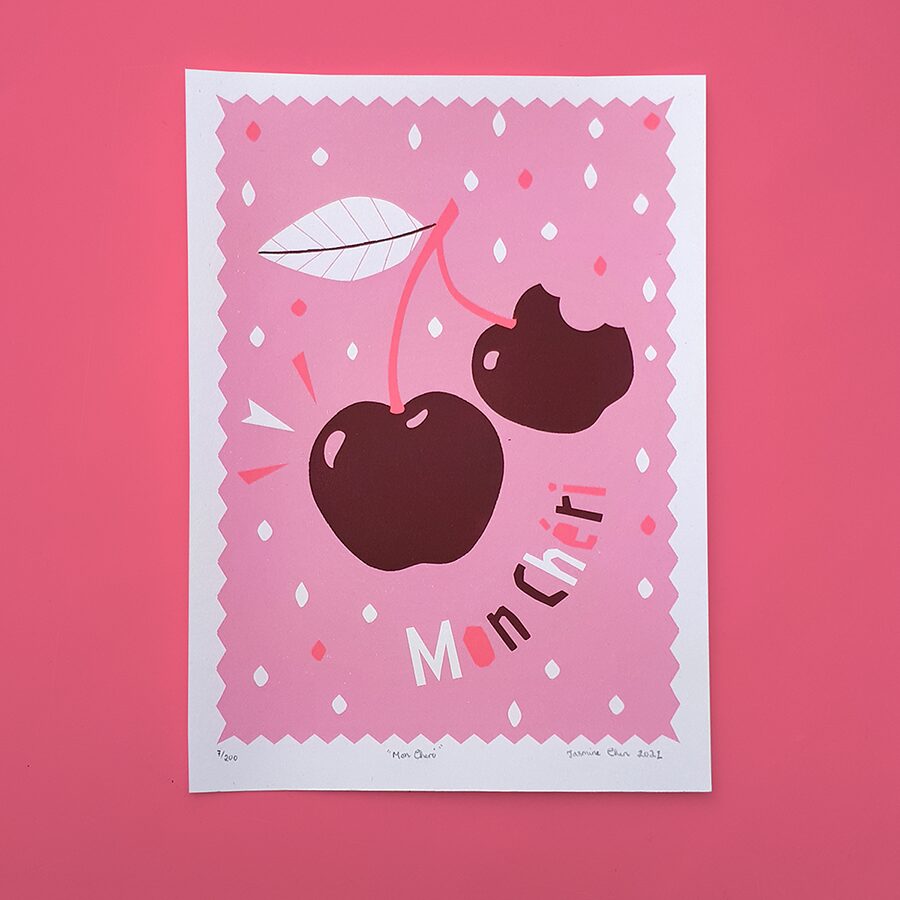 Mon Cheri A5 Handmade Screen Print