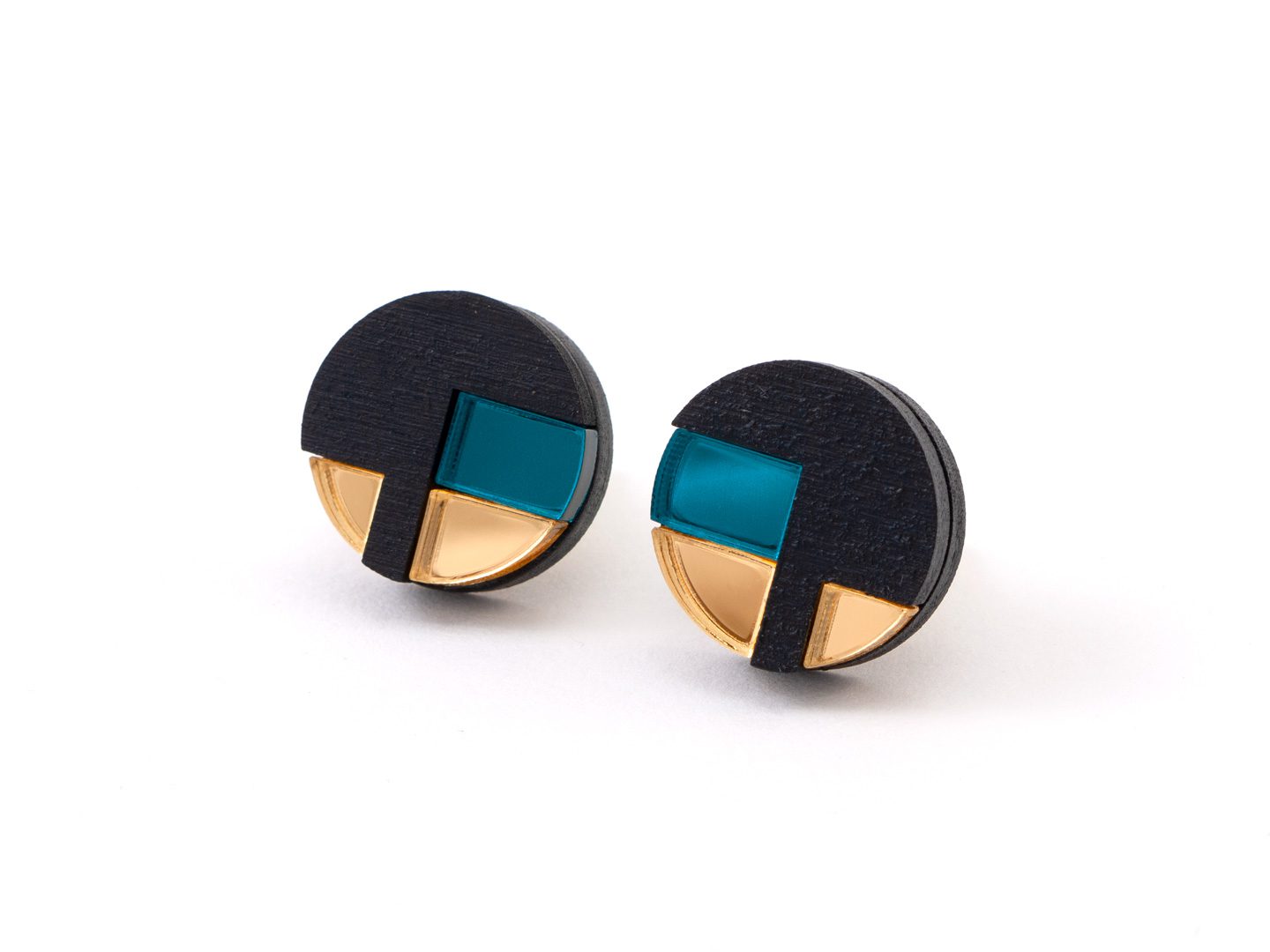 FORM067 NUT Stud Earrings - Teal