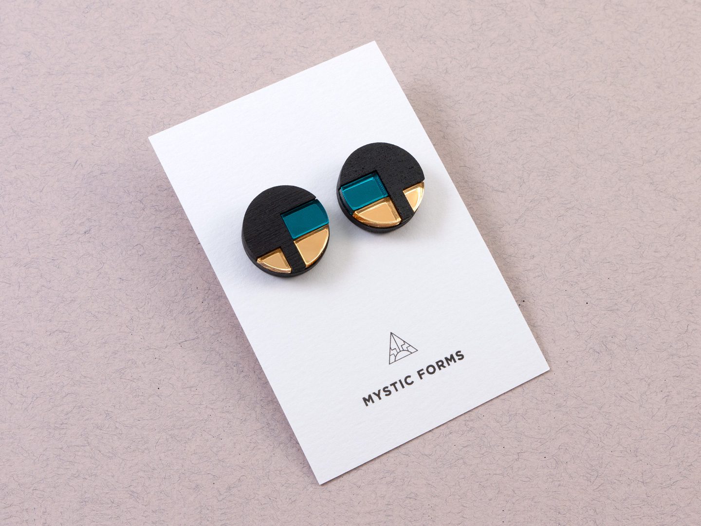 FORM067 NUT Stud Earrings - Teal