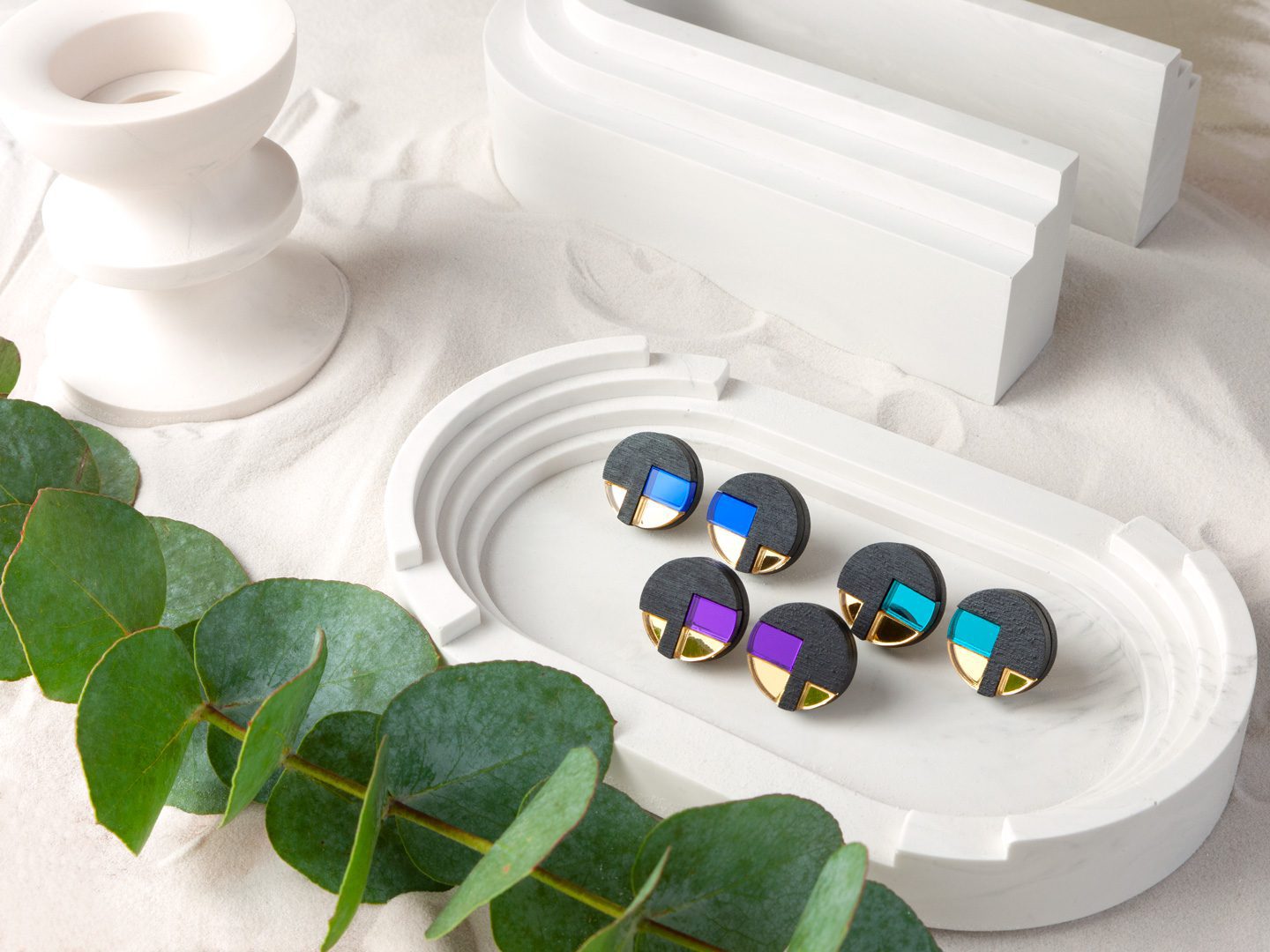 FORM067 NUT Stud Earrings - Teal