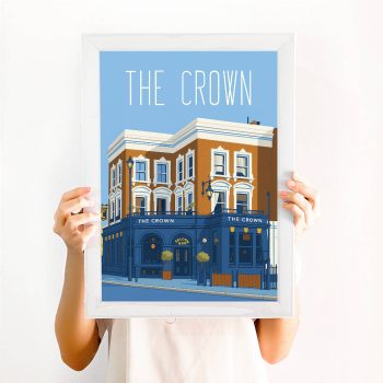 The Crown pub east London - art print. Photo of The Crown pub illustration in a frame