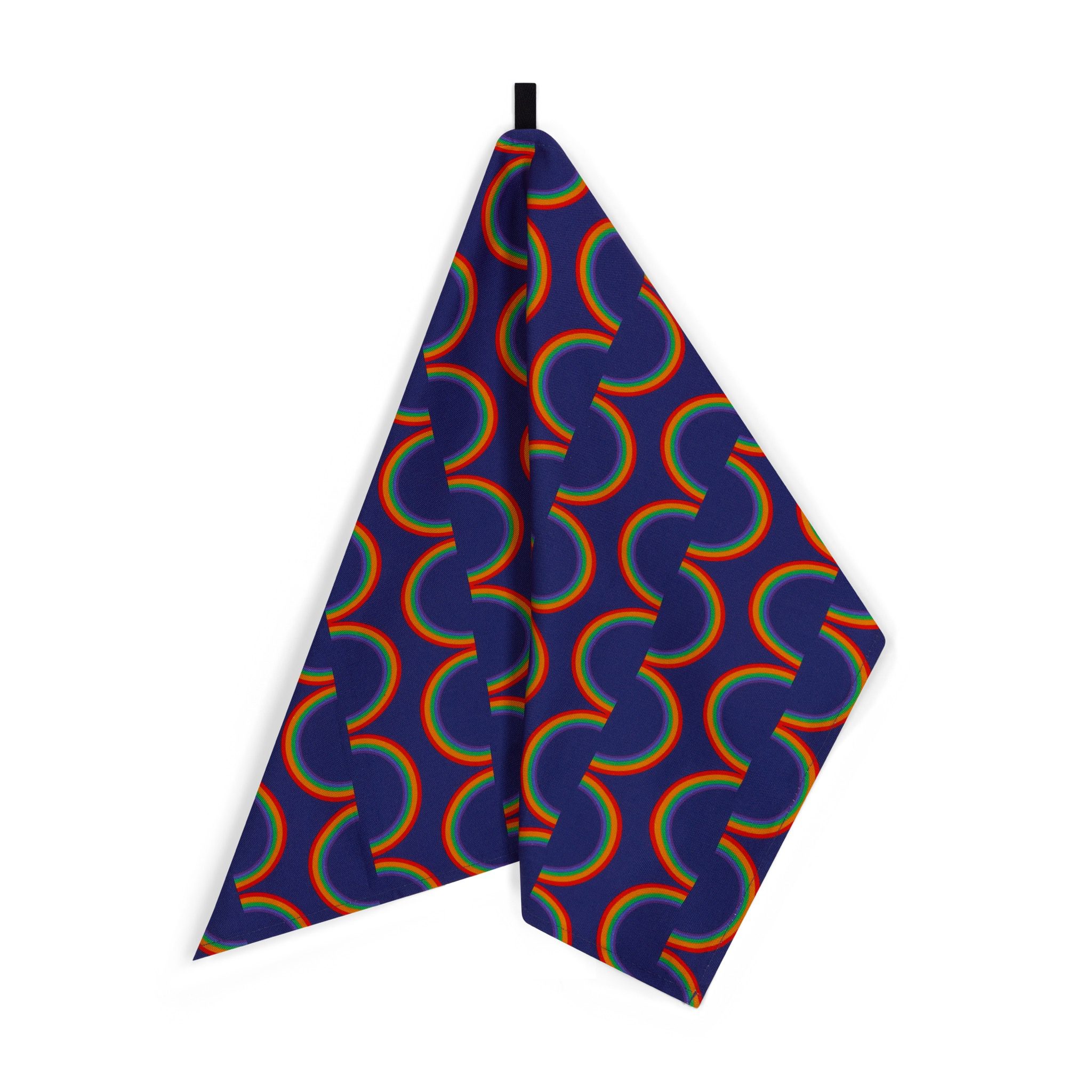 Rainbow stripe organic cotton tea towel