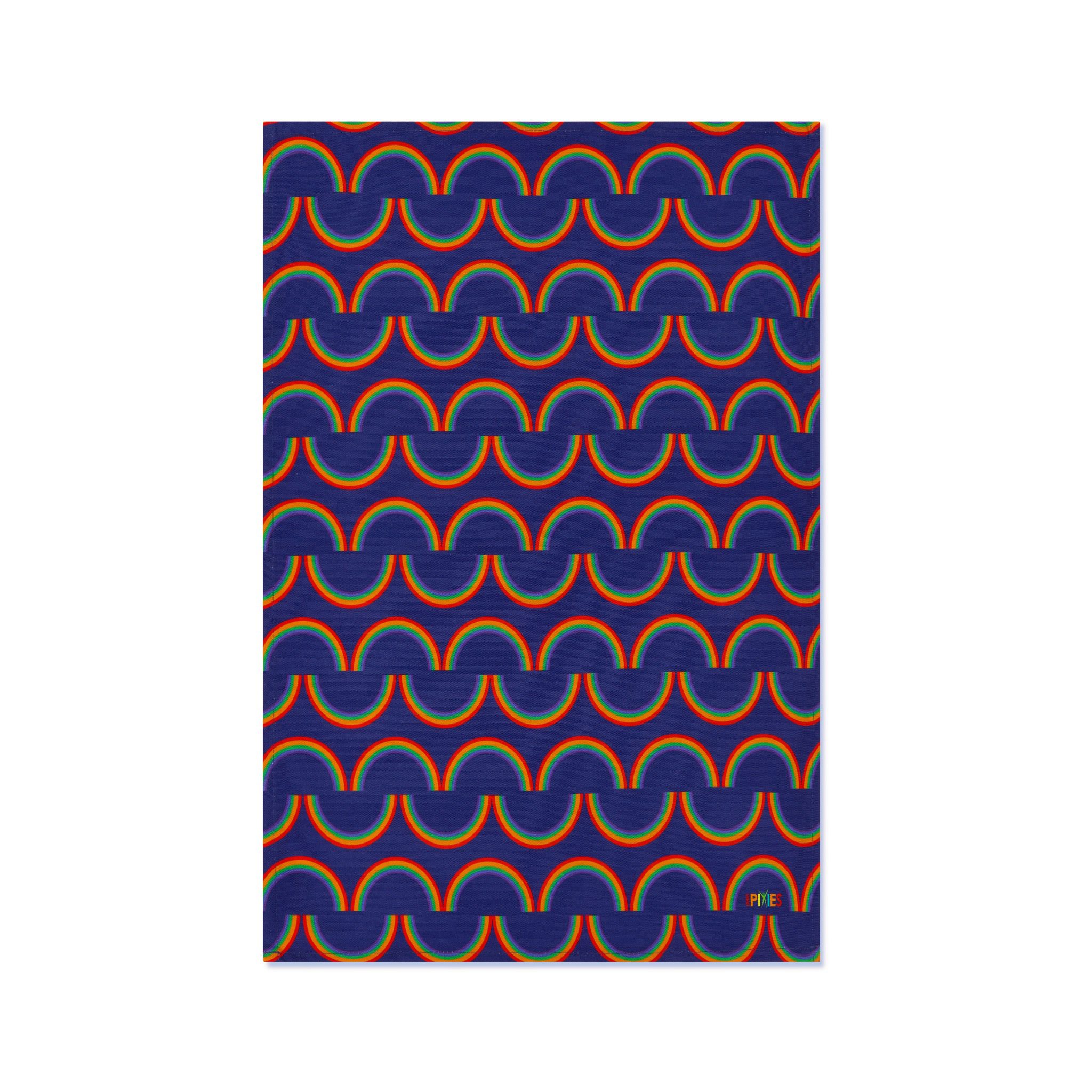 Rainbow stripe organic cotton tea towel