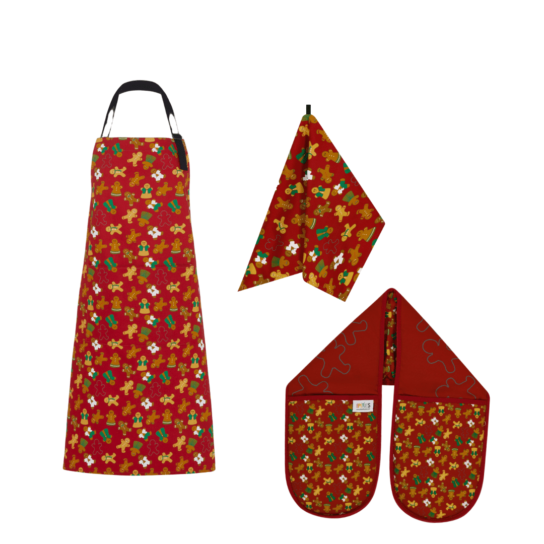 Gingerbread Folk organic cotton double oven gloves