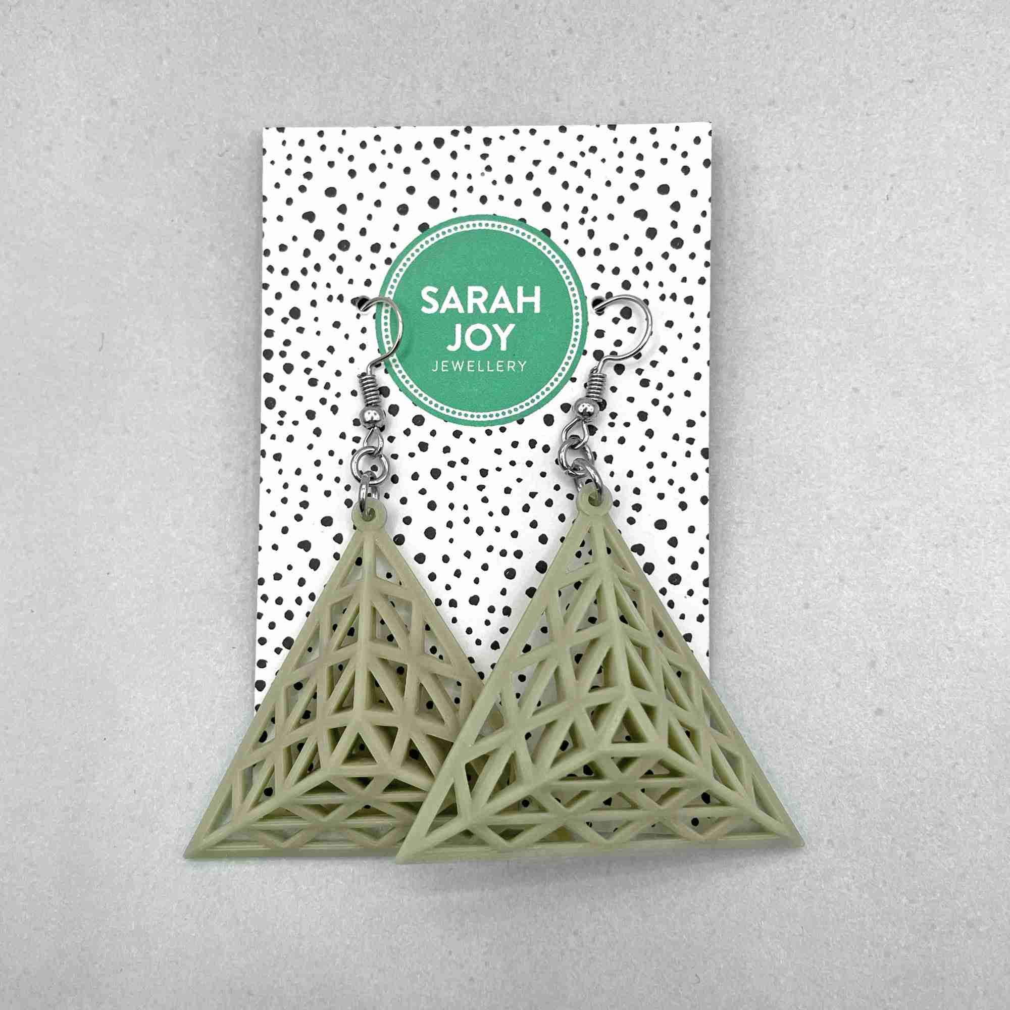 Large Geometric Triangle Earrings