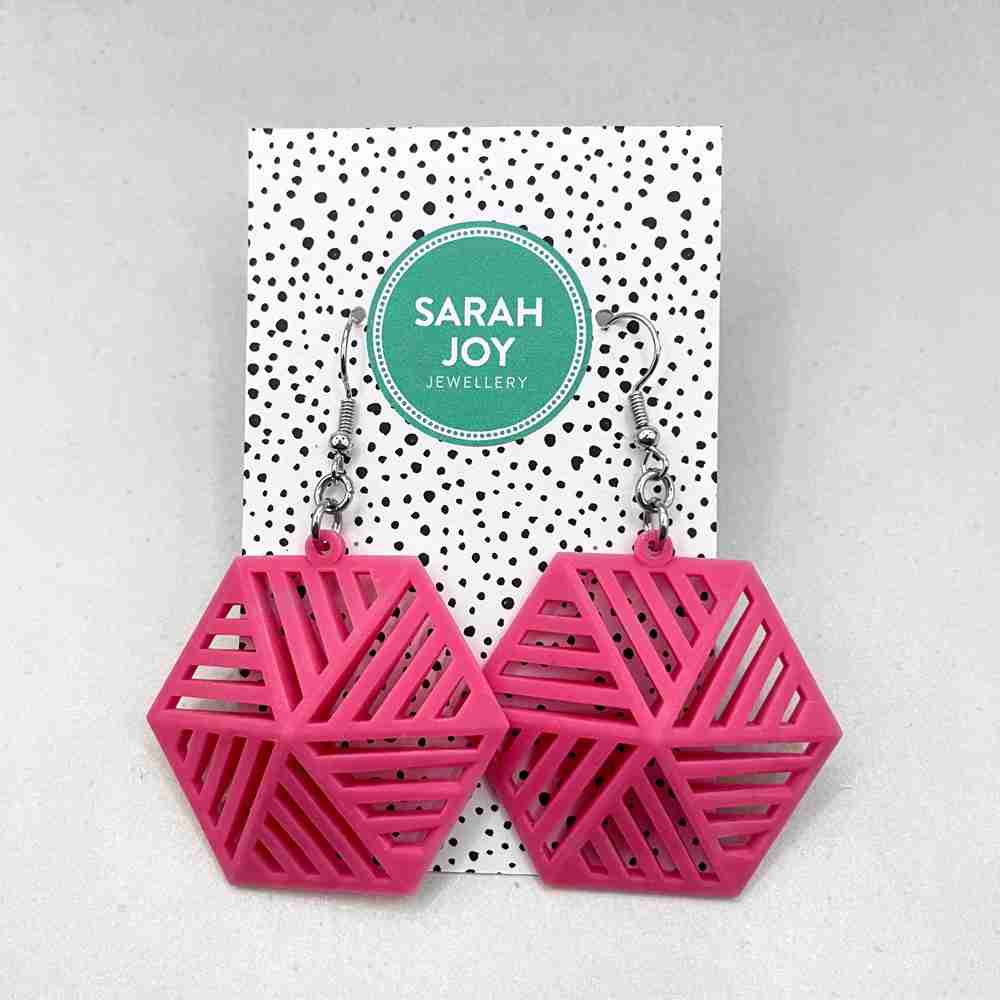 Large Stripe Hexagon Earrings