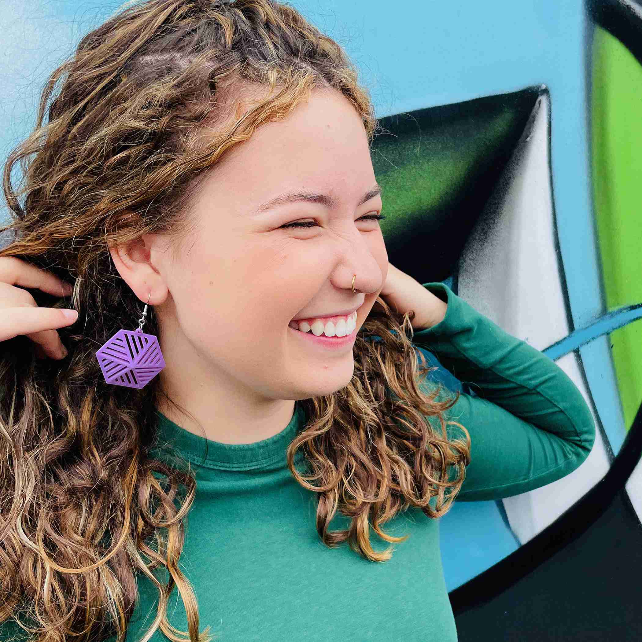 Large Stripe Hexagon Earrings