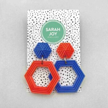 Mismatched Hexagon Drop Earrings