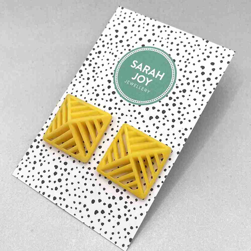 Square Stripe Stud Earrings