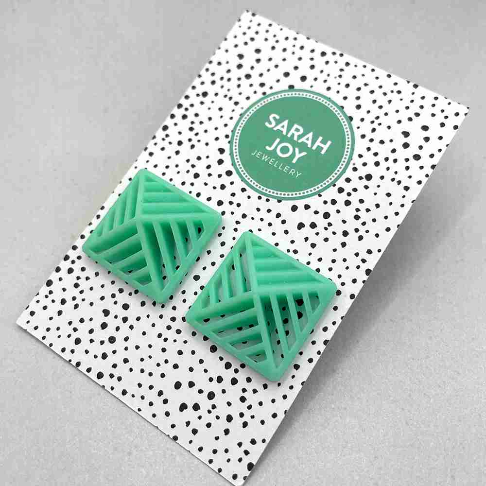 Square Stripe Stud Earrings