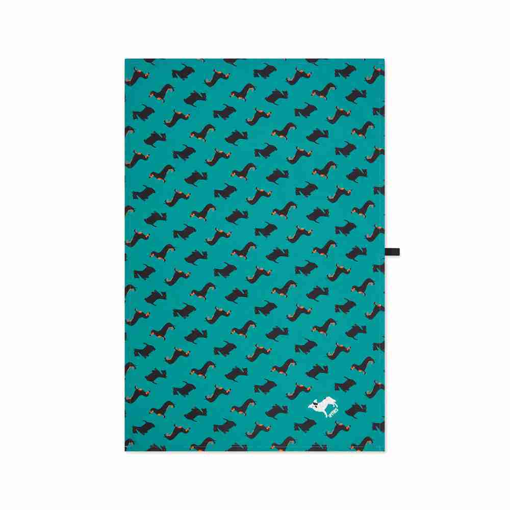 Dogtooth dogs organic cotton tea towel