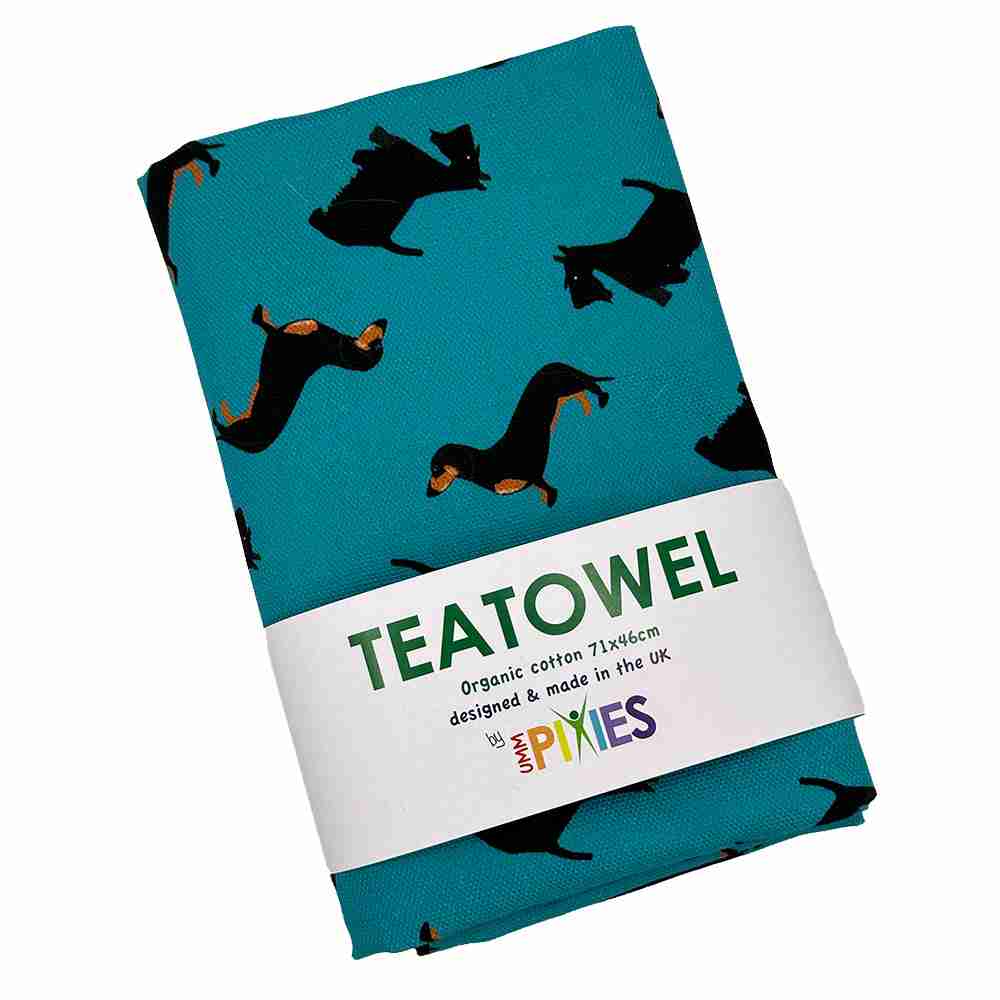 Dogtooth dogs organic cotton tea towel