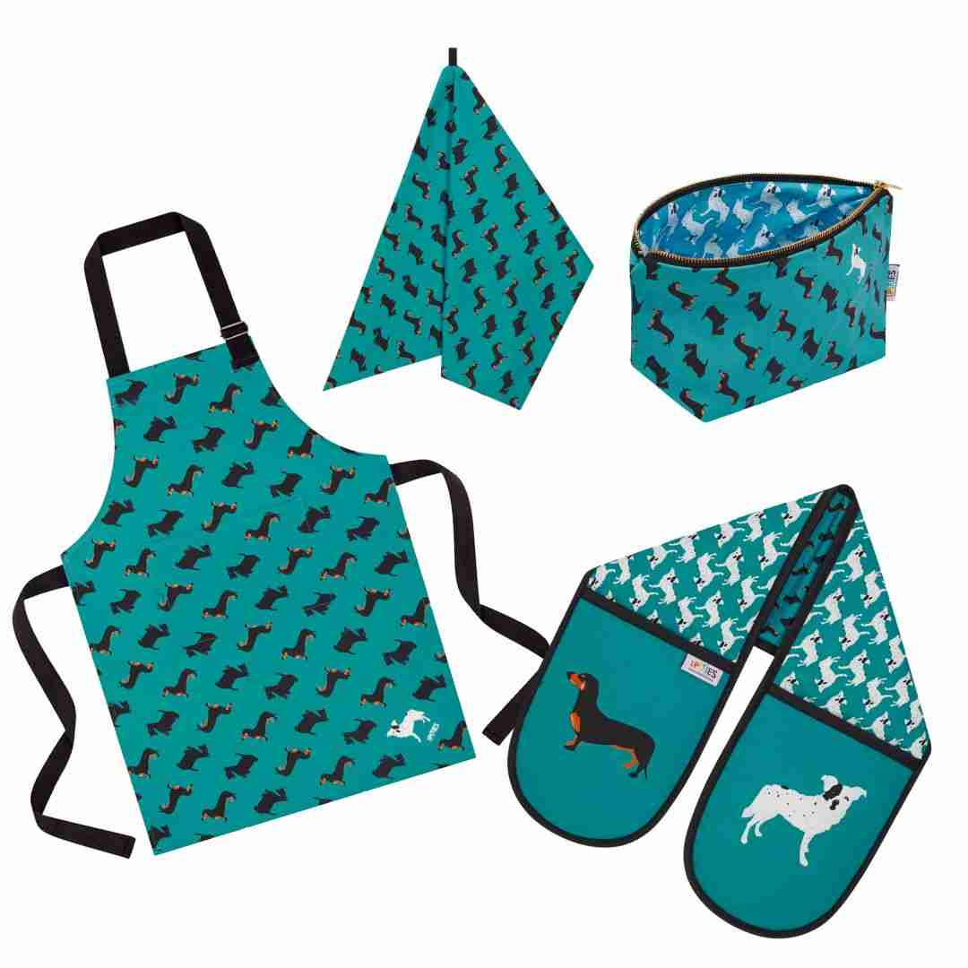 Dogtooth dogs organic cotton tea towel