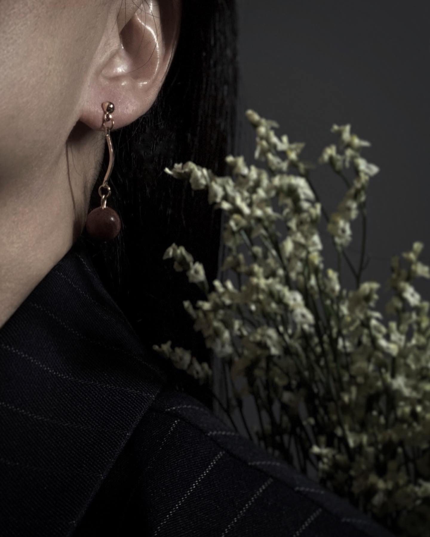 Wooden Ball Earrings - Kiss