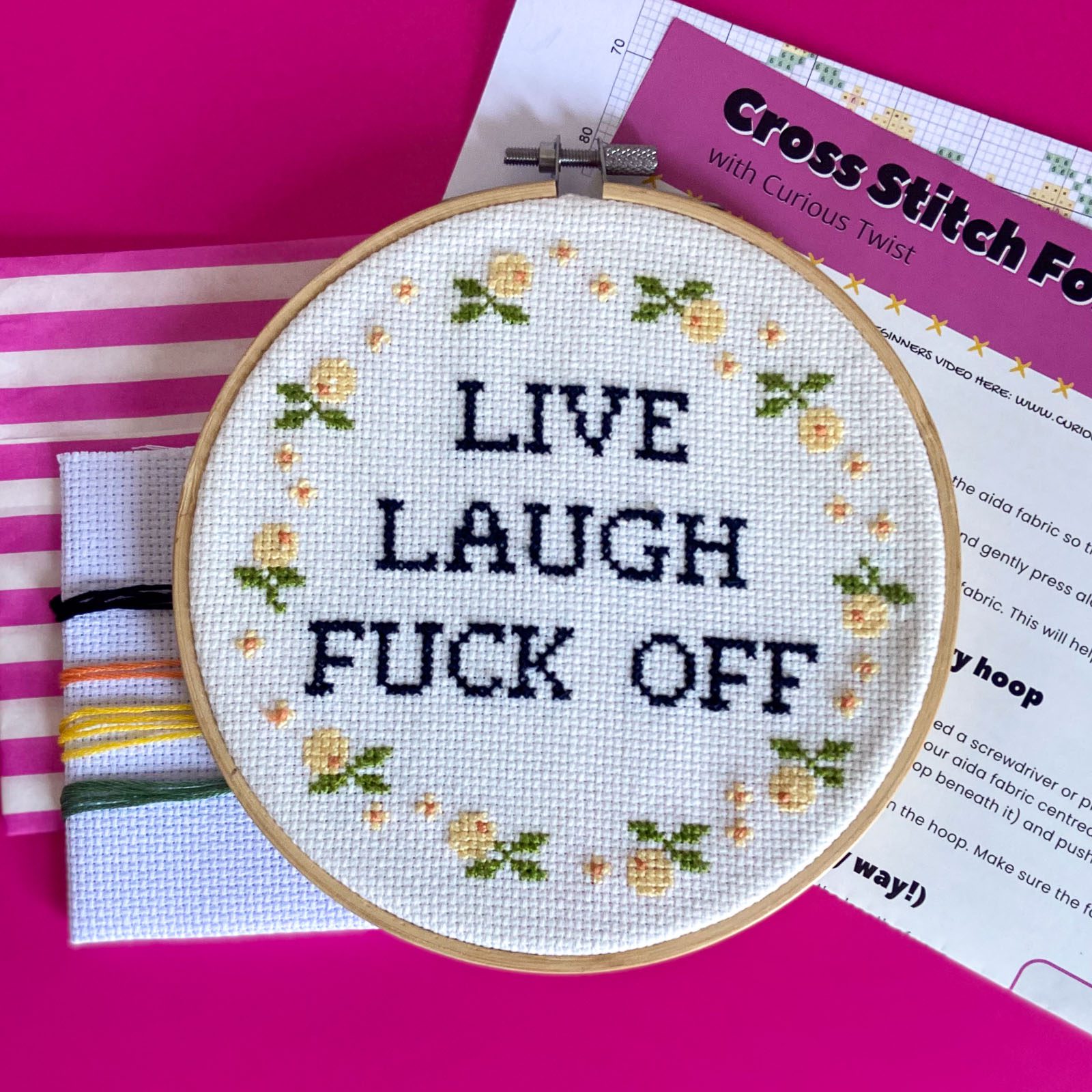 Live, Laugh, F*ck Off! - Cross Stitch Kit
