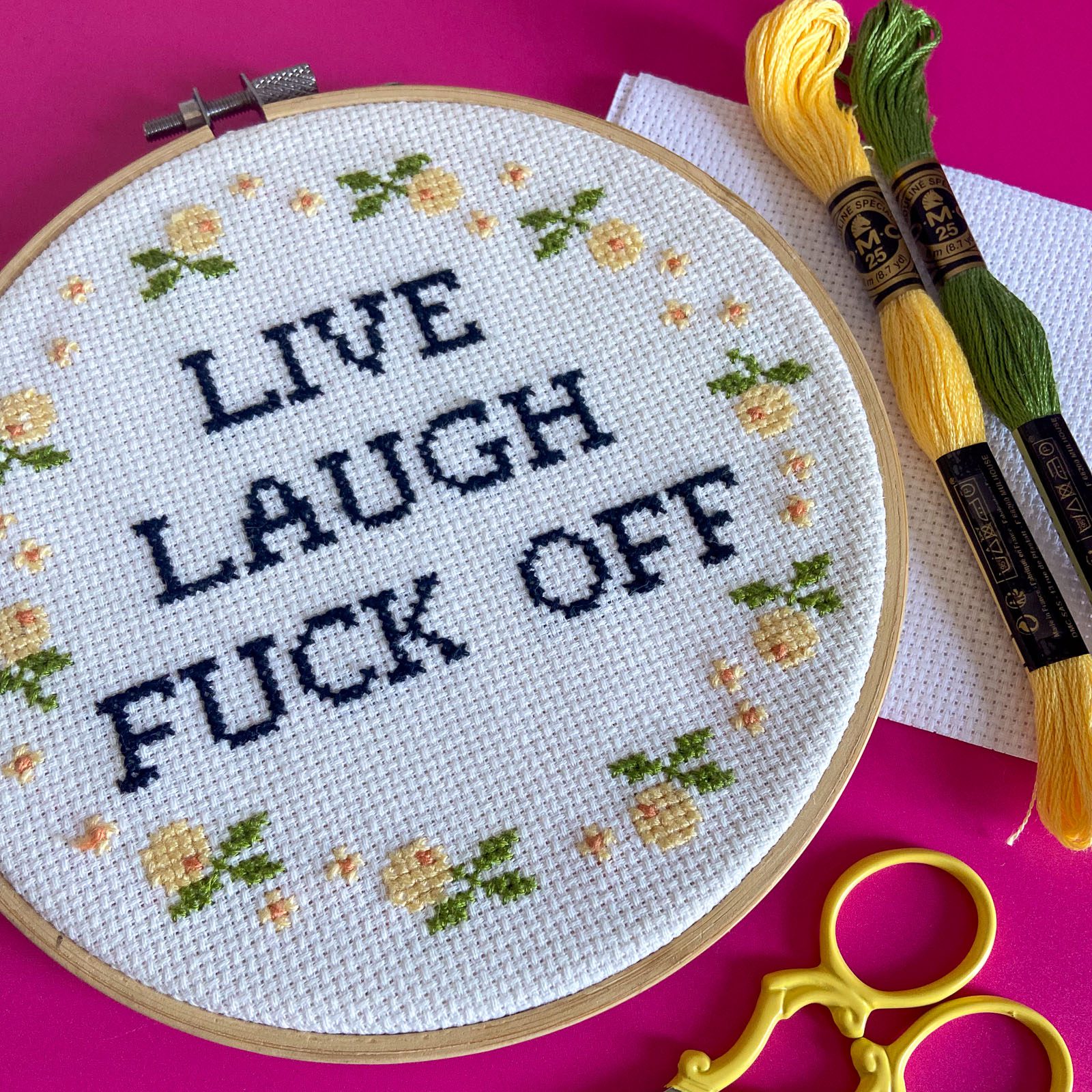 Live, Laugh, F*ck Off! - Cross Stitch Kit