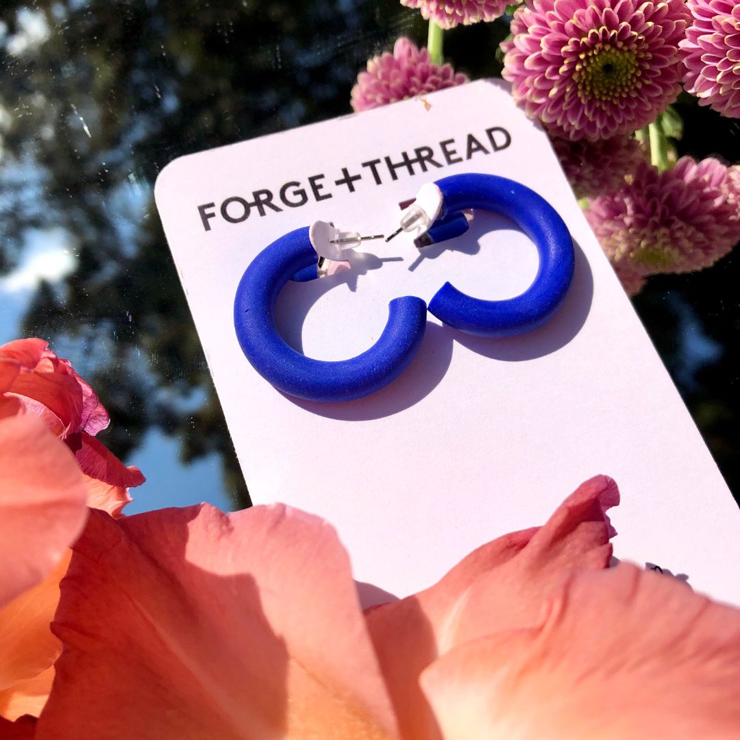 Small Blue Hoop Earrings