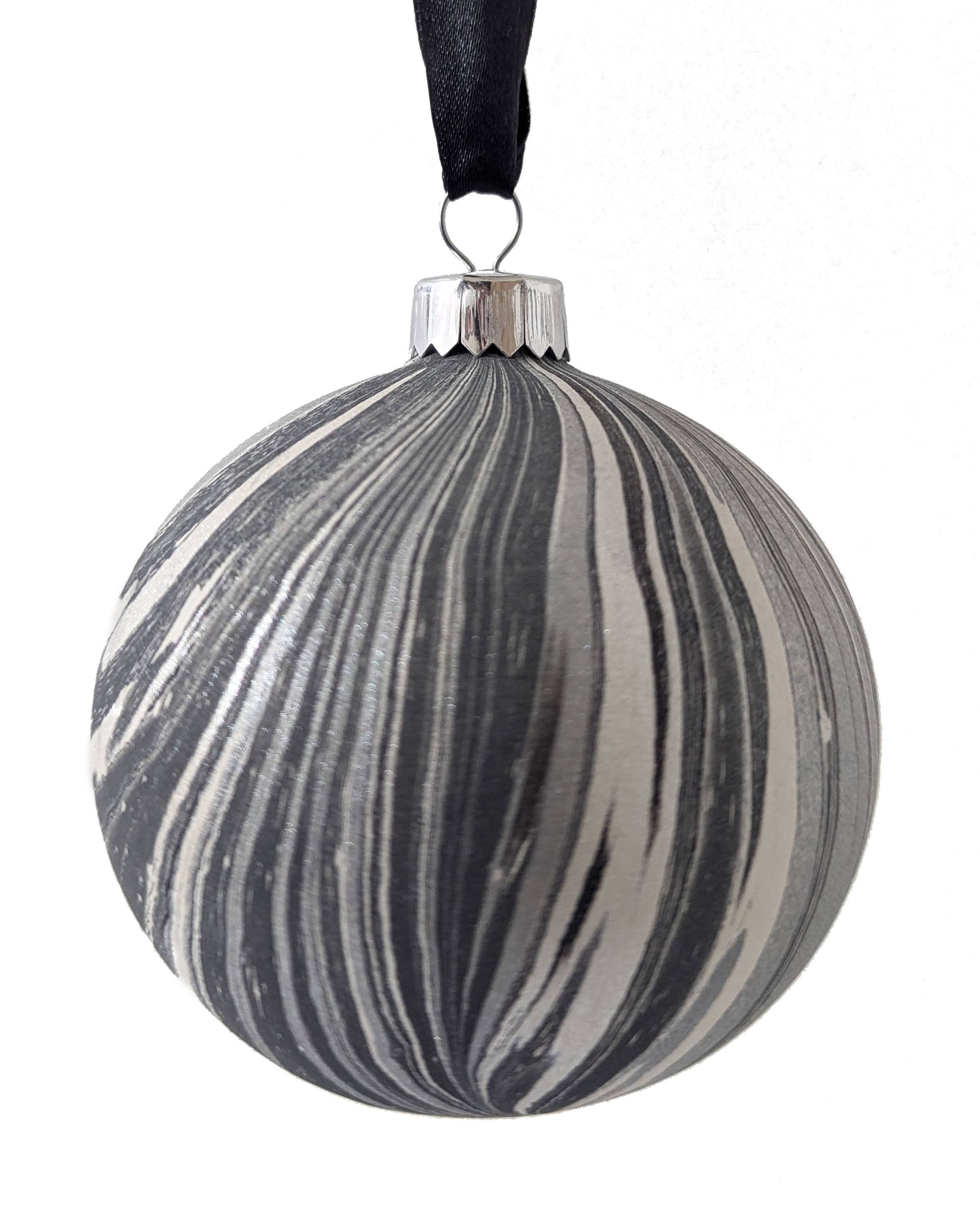 Luxury Marbled Christmas Bauble | Grey Pearl