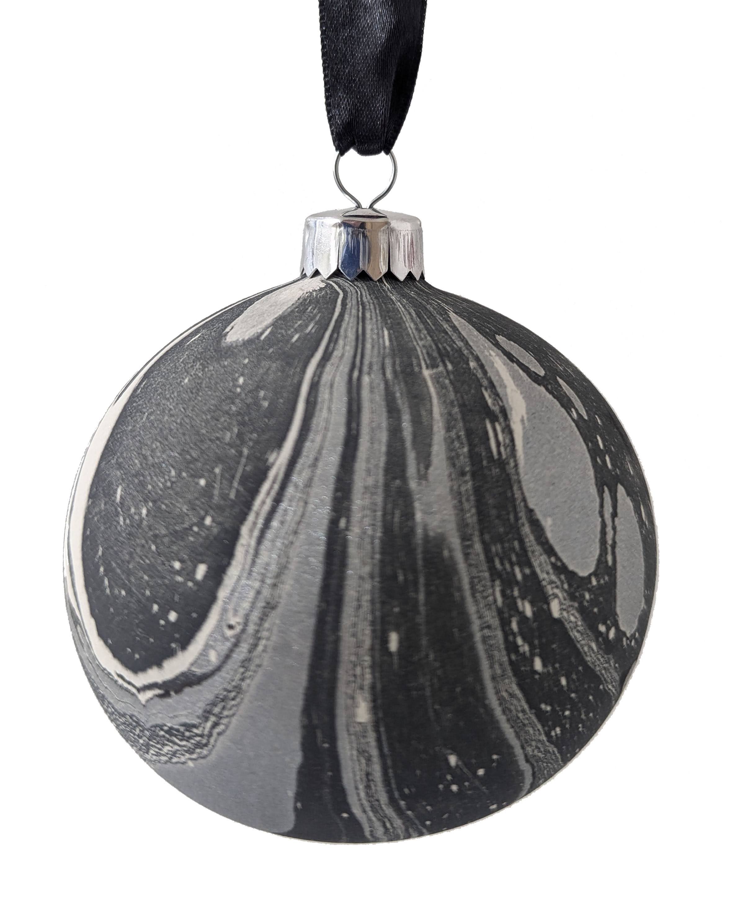 Luxury Marbled Christmas Bauble | Grey Pearl