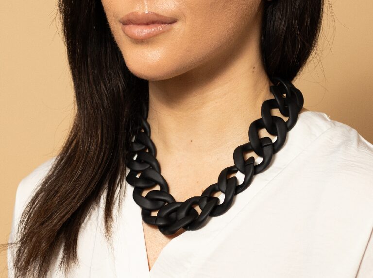 Statement Necklace – Chunky Matte Black Chain Links
