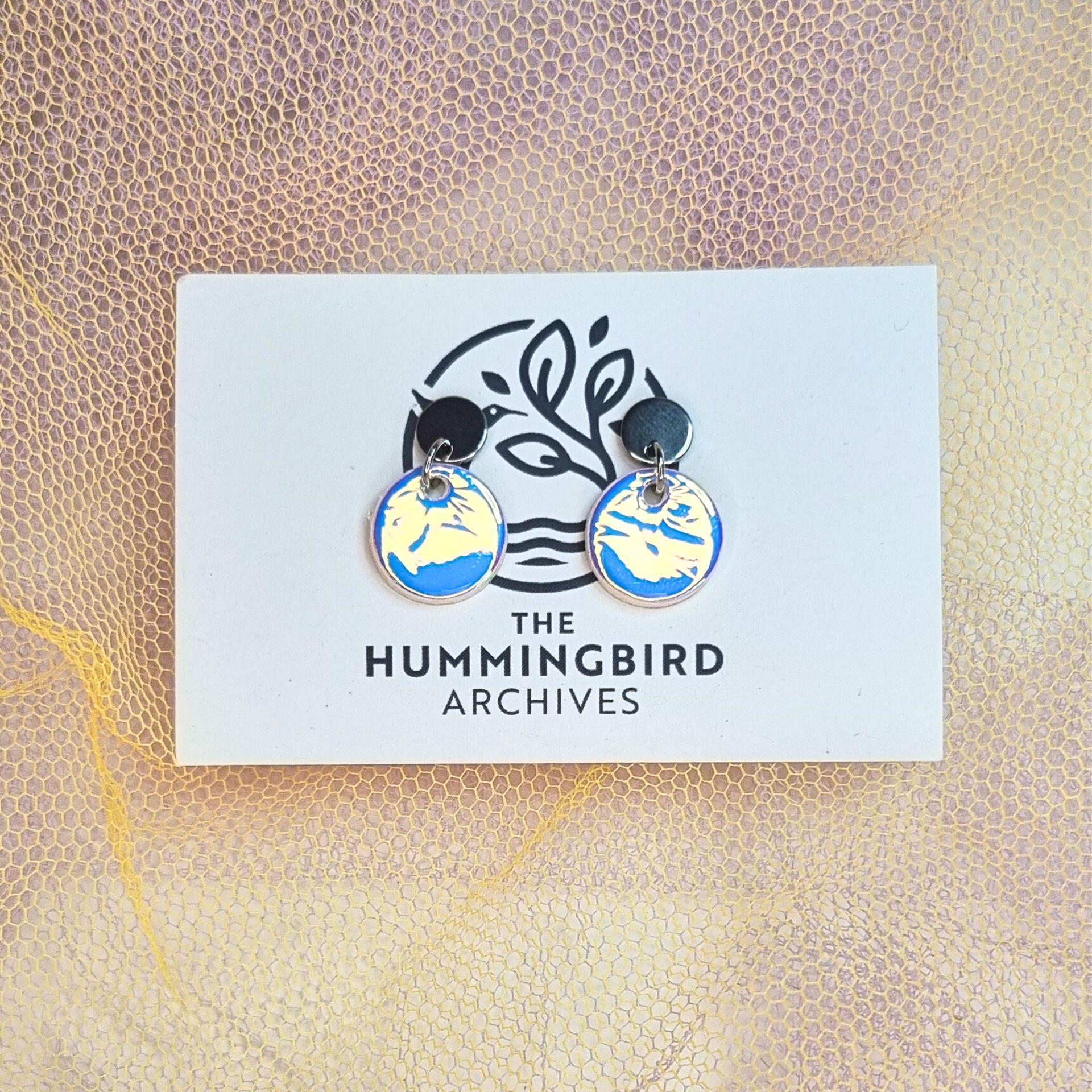 Holographic Mini Circle Earrings
