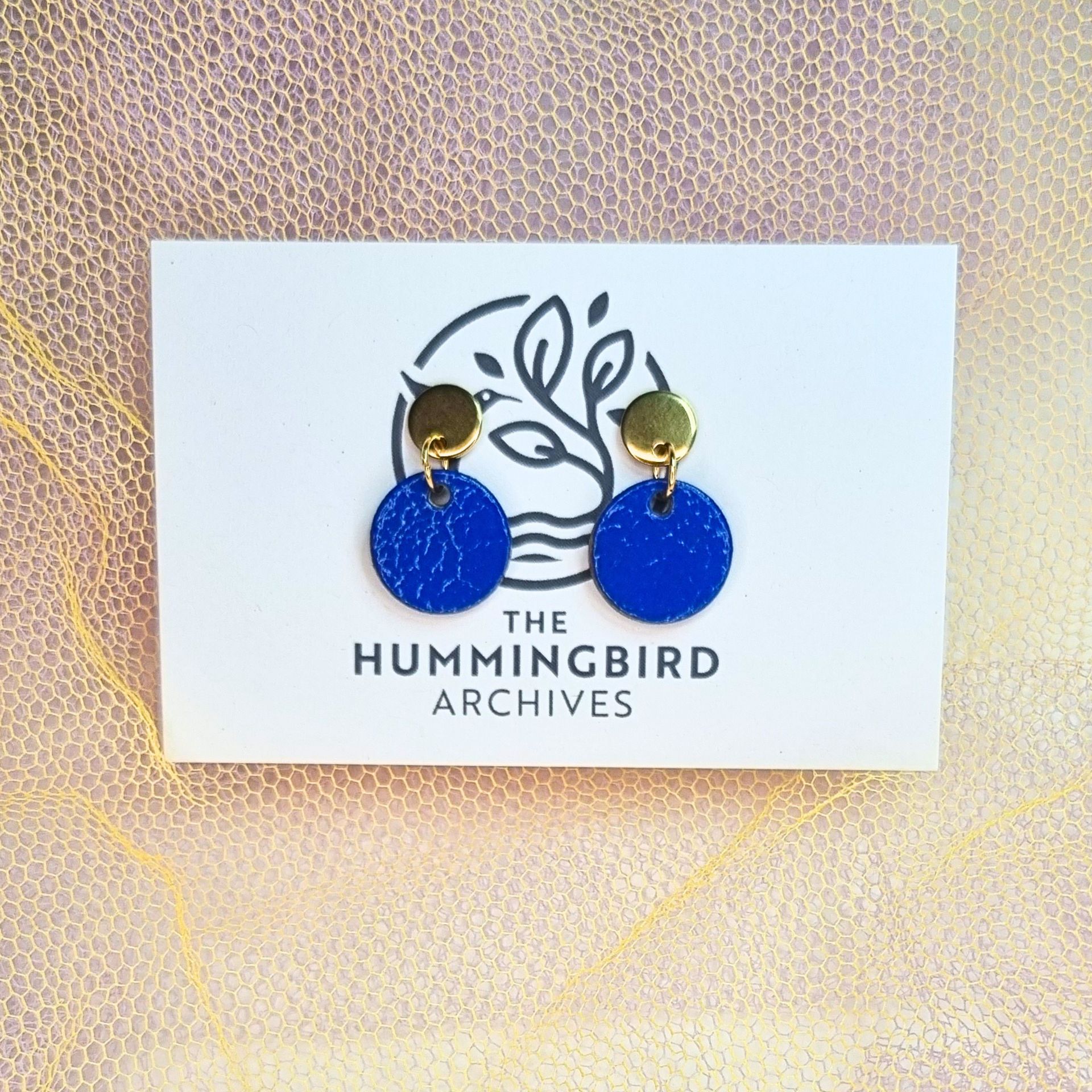 Cobalt Blue Mini Circle Earrings