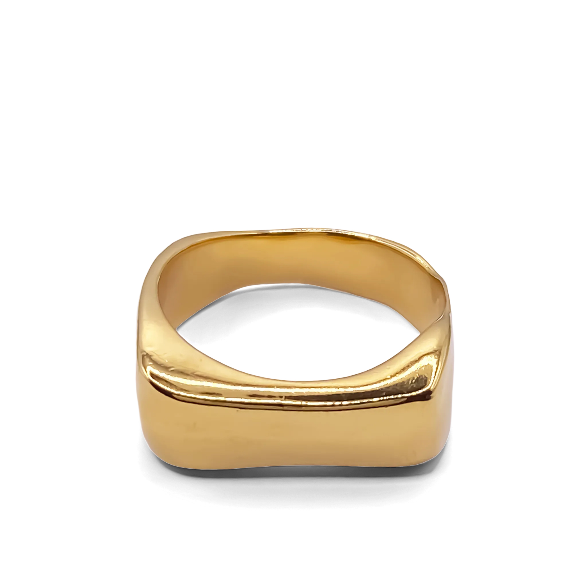 18 ct gold vermeil Asymmetric Grace Bow Ring viewed from top angle on white background