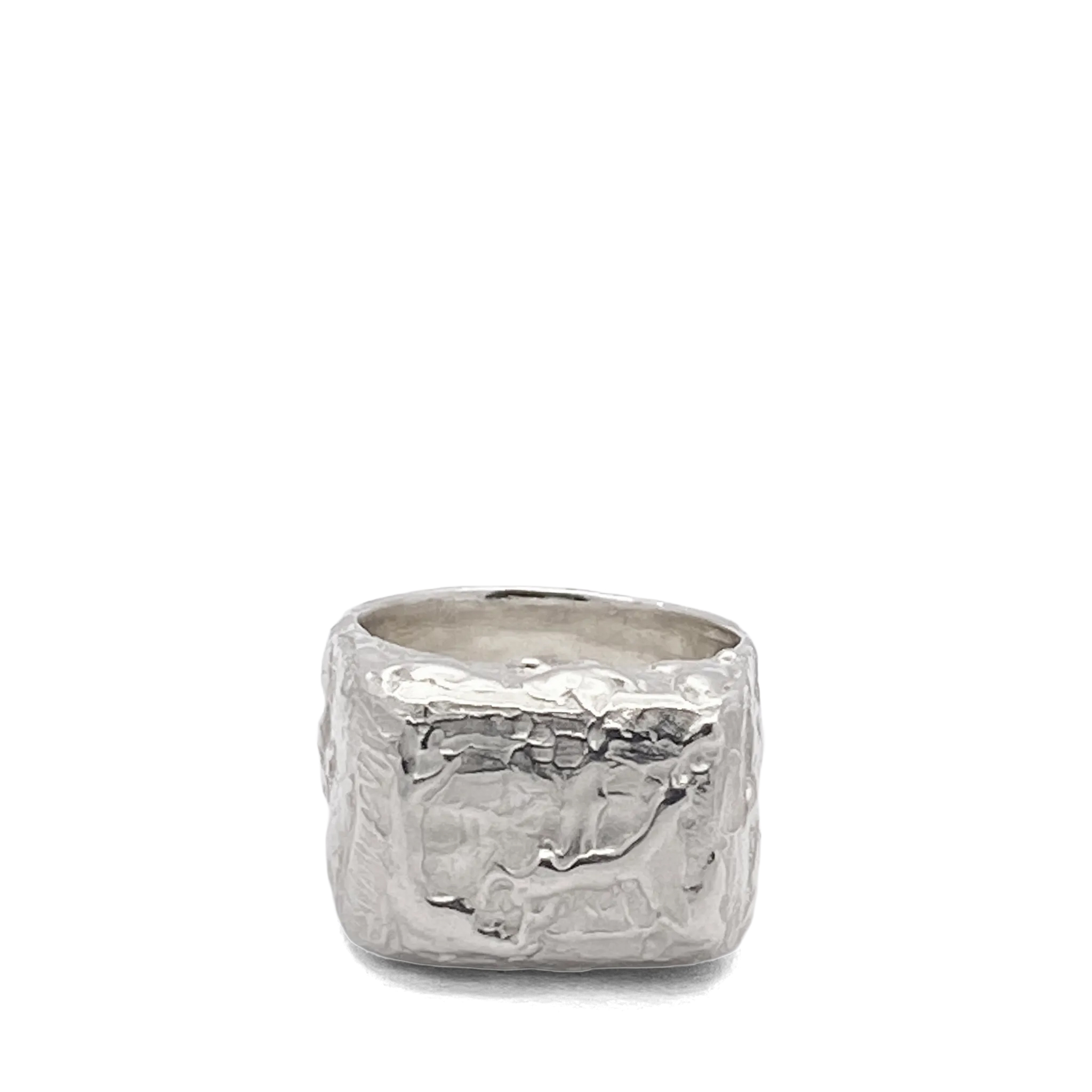 Textured Signet Ring front view in recycled sterling silver