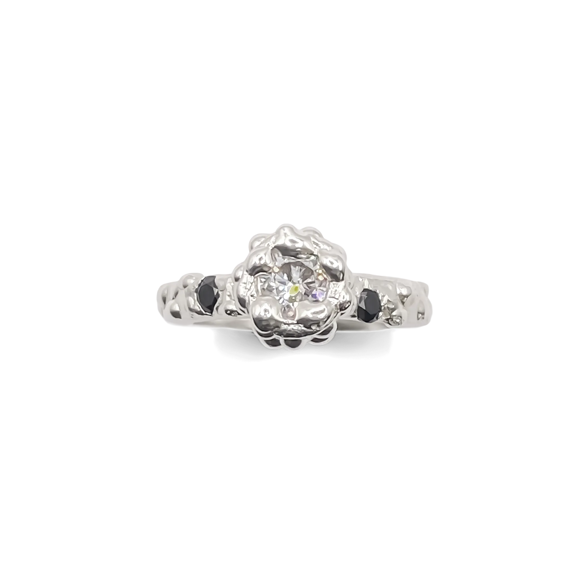 Orbit Ring in recycled silver on white background