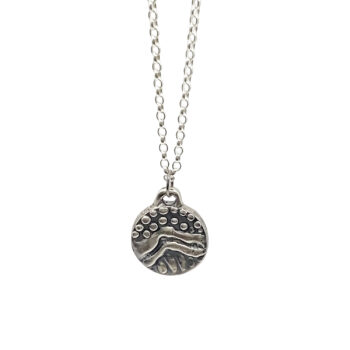 Wavy Detail Pendant in sterling silver on Belcher chain, front view