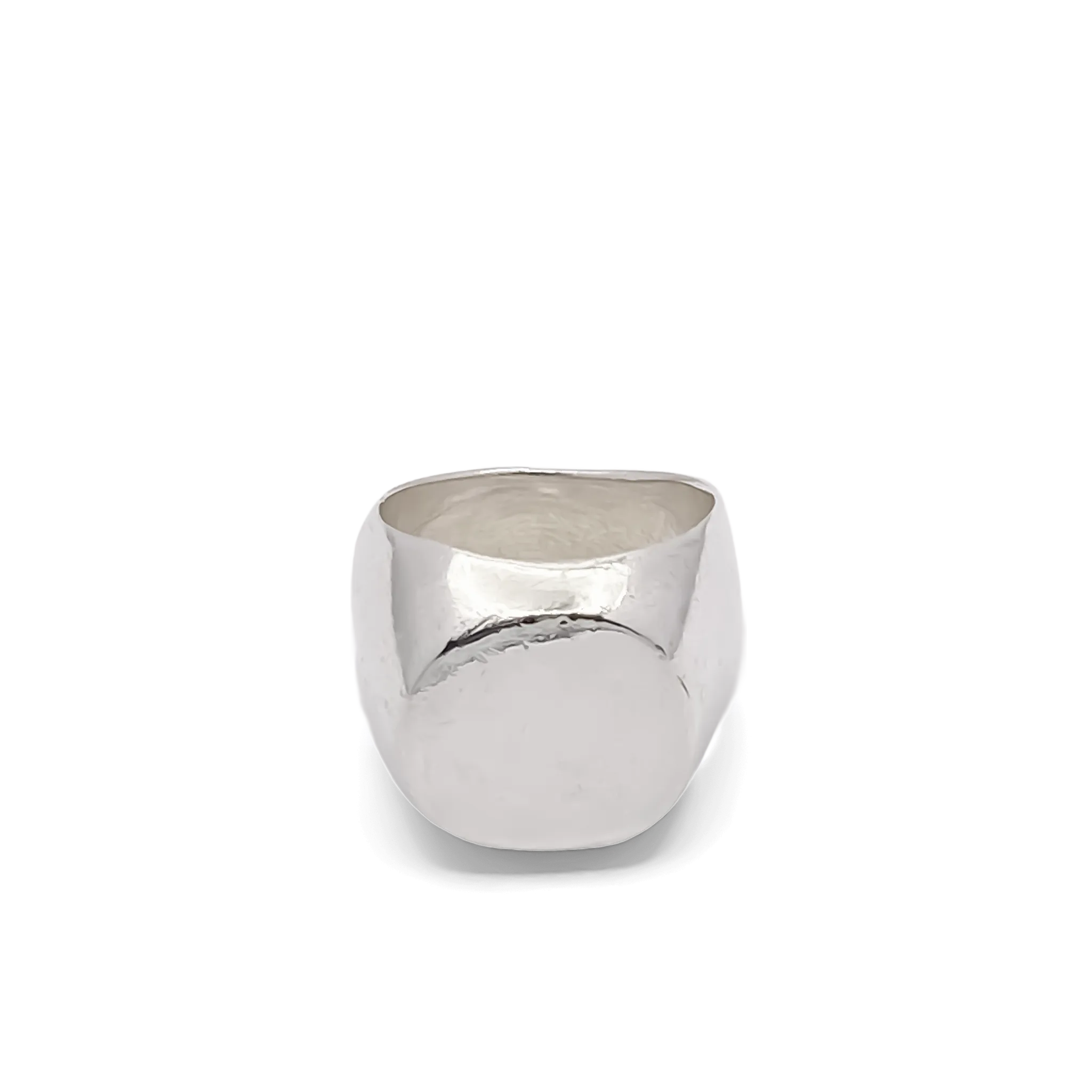 Front view of the Square-Round Signet Ring in sterling silver